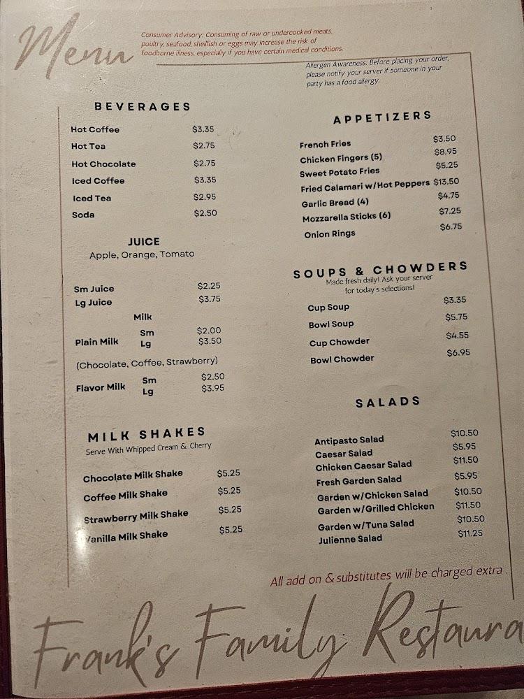Frank's Restaurant Menu image 3