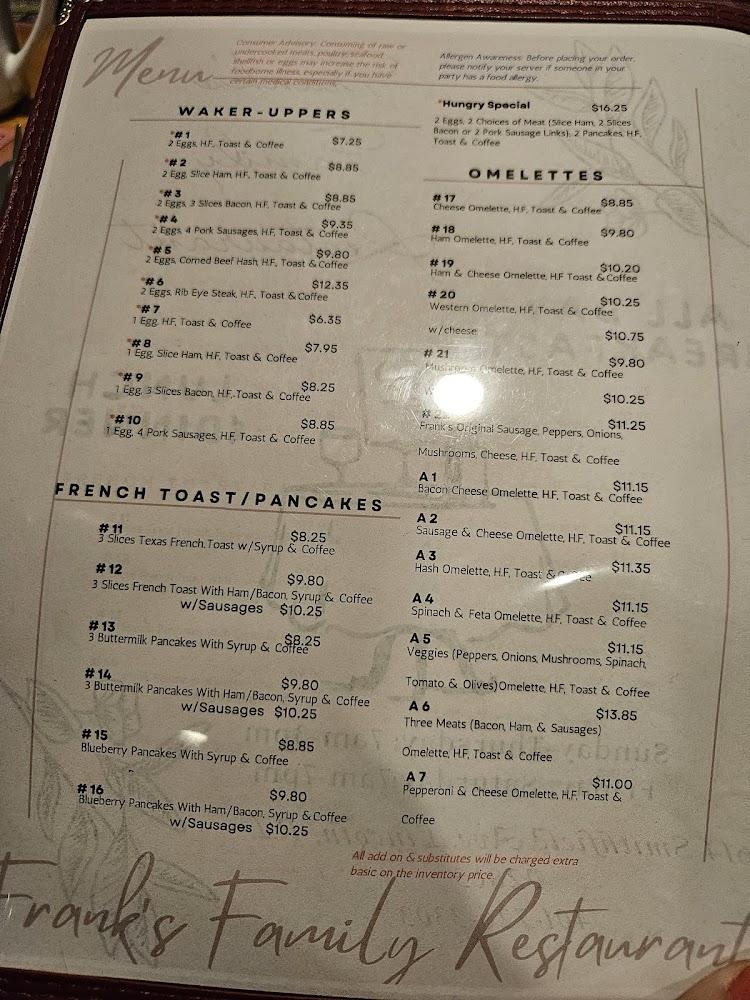 Frank's Restaurant Menu image 4